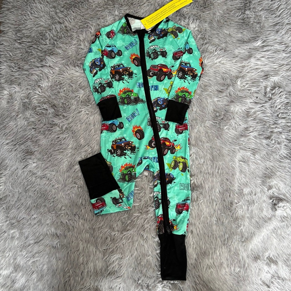 Small Shop Convertible Bamboo Sleeper Turquoise Monster Trucks 18-24 Months NEW